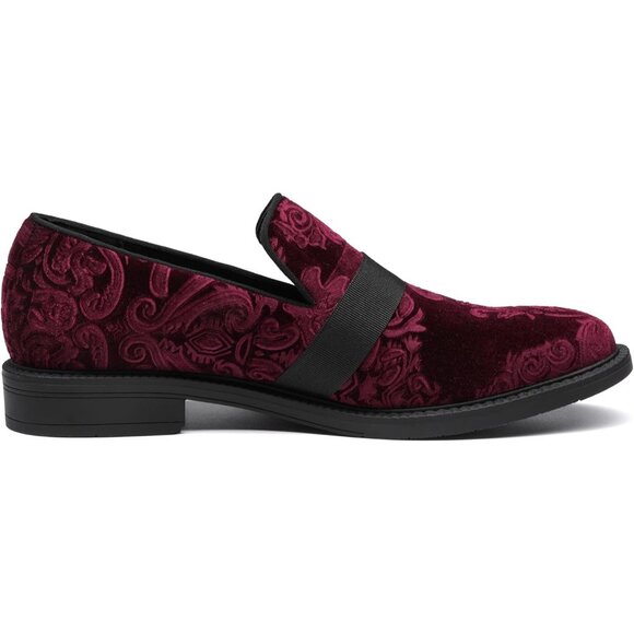 Bruno Marc Men's Red Tuxedo Shoe Slip on Classic Patent Velvet Leather Loafers - Picture 3 of 6